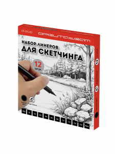 Капиллярные ручки линеры черные для скетчинга 12 штук Орбита OT-OCL03